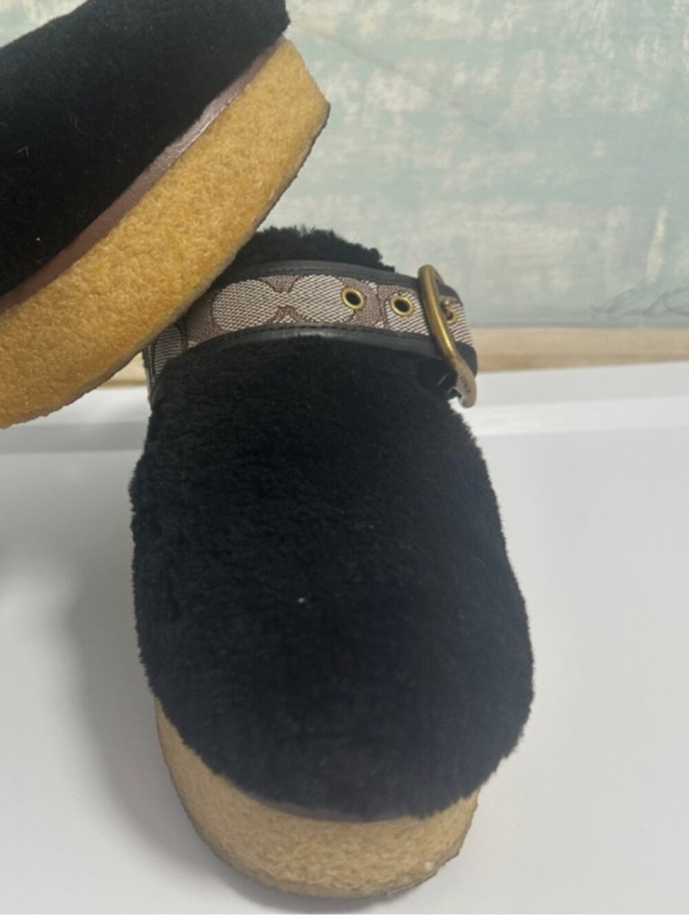 Coach Shearling Mules Back Clogs platform - Picture 8 of 10
